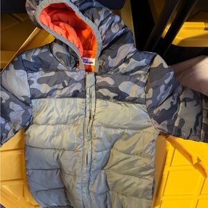 Epic Threads Camouflage Puffer Jacket with Orange Lining